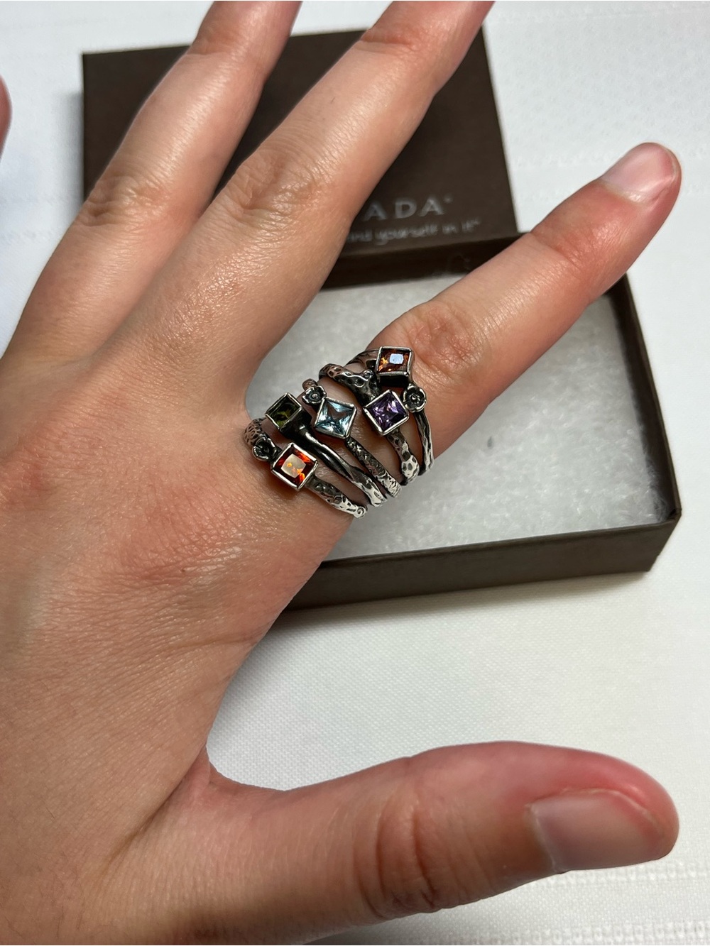 New SILPADA Sterling Silver multi-stone multi band gemstone ring
Israel 925